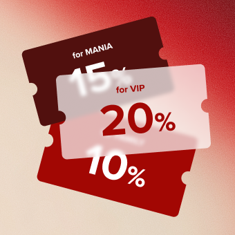 FAMILY 10%, MANIA 15%, VIP 20% 쿠폰