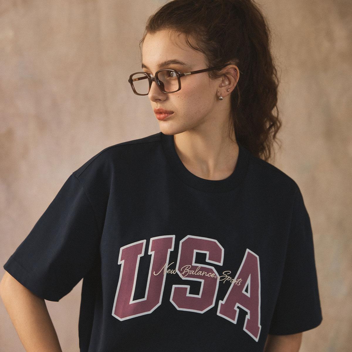 ★aespaウィンタ着用★NEW BALANCE カレッジ クラブ 半袖Tシャツ New Balance Korea - UNI USA 클래식 반팔티 (OVER FIT)