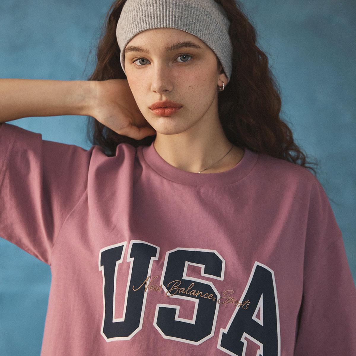 カップルTシャツ【NEWBALANCE】UNI USA Classic半袖Tシャツ New Balance Korea - UNI USA 클래식 반팔티 (OVER FIT)
