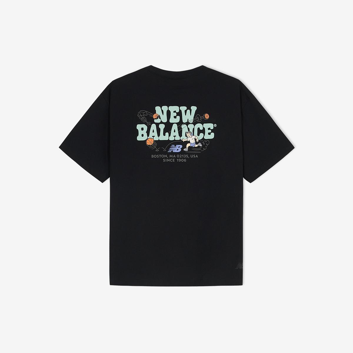 Tシャツ・カットソー New Balance UNI NB BOY basketball lettering S S Tee 5FT2237 ニューバランス New Balance メンズ 半袖Tシャツ リラックス