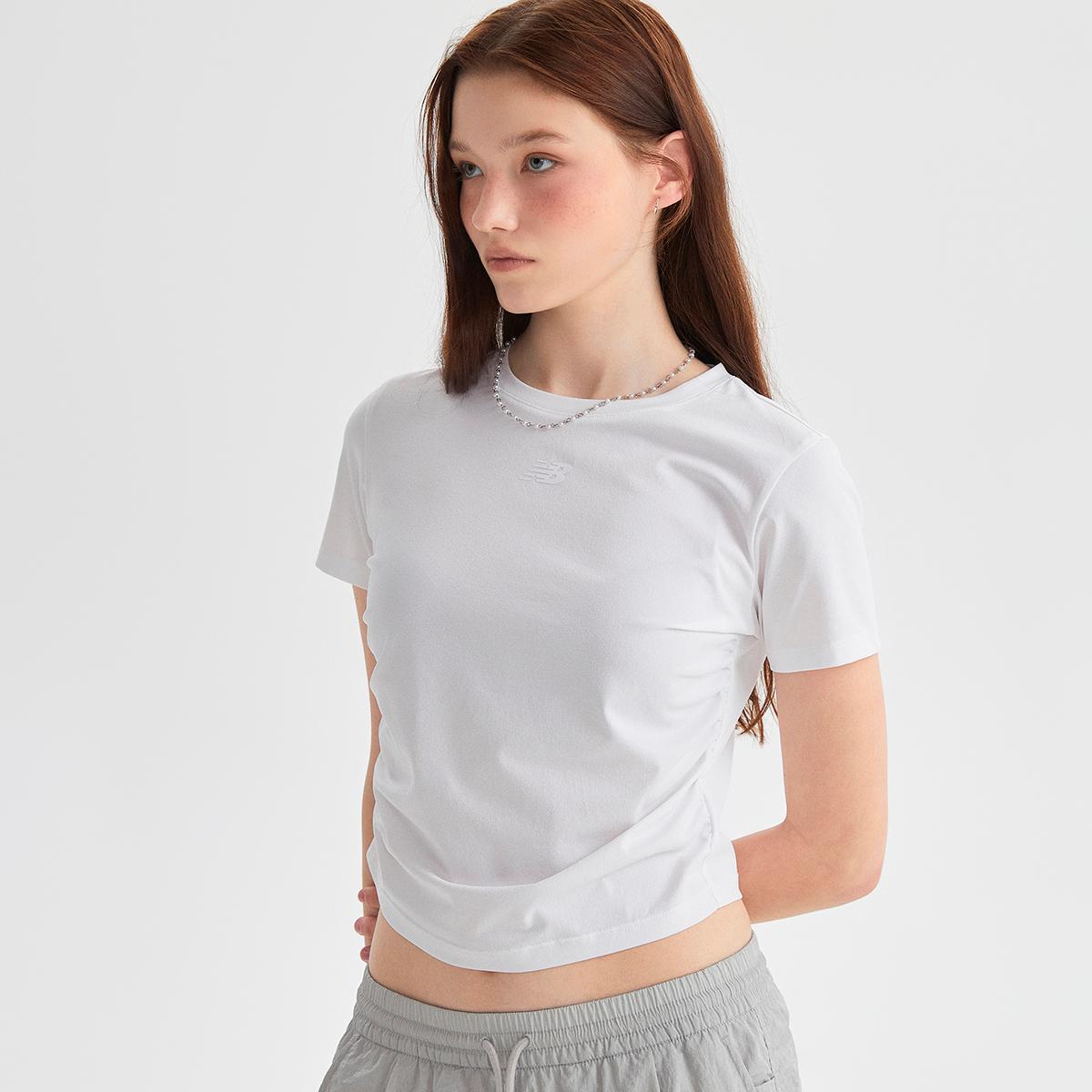 ★New Balance★ NBNEF2W542 WOMEN FROZEN Semi-crop shirring s New Balance Korea - WOMEN FROZEN 세미 크롭 셔링 반팔티 (SLIM