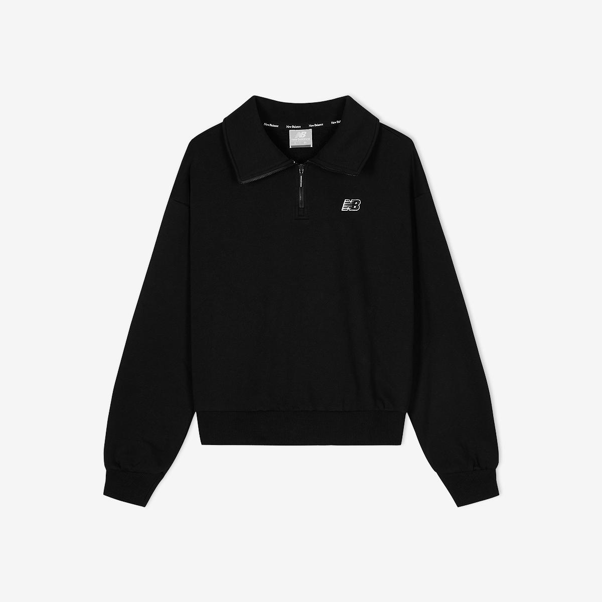 WOMEN 에센셜 기모 반집업 맨투맨 (SEMI OVER FIT)