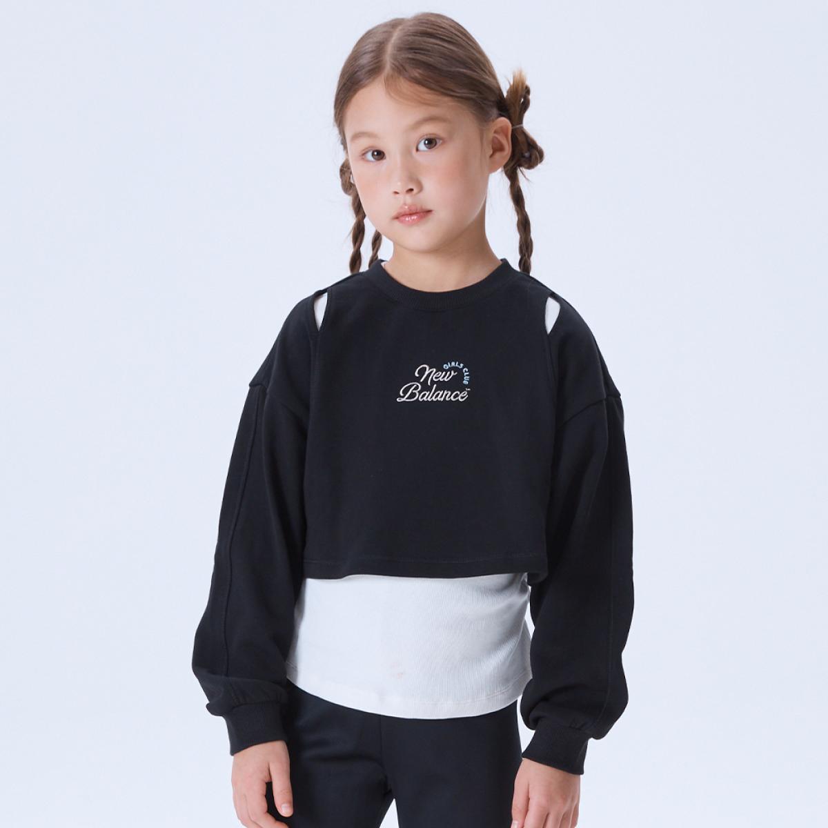 NBSC_레이어드 셔링 반팔 + 컷팅 맨투맨 세트