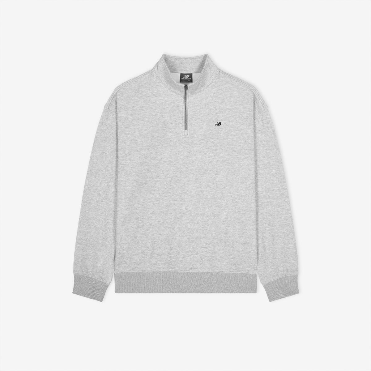 [무료반품] UNI 에센셜 스몰로고 반집업 맨투맨 (SEMI OVER FIT)