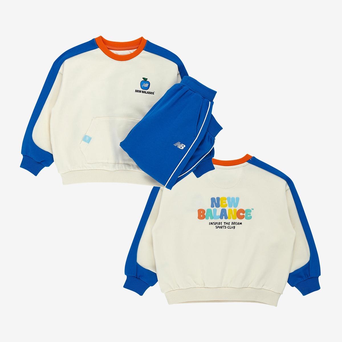 Sunnyday_컬러 배색 맨투맨 세트