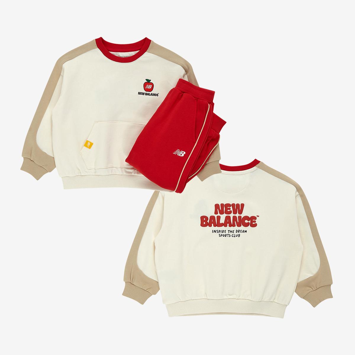 Sunnyday_컬러 배색 맨투맨 세트