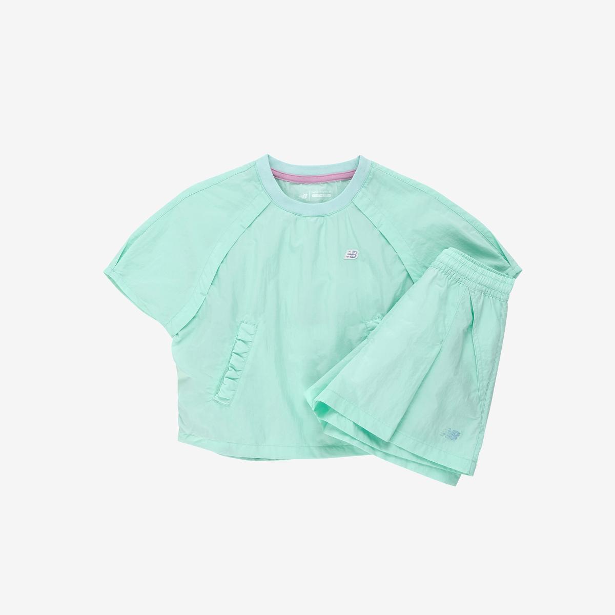 Run Festival_여아 라운드 셔링 우븐 피스테 셋업