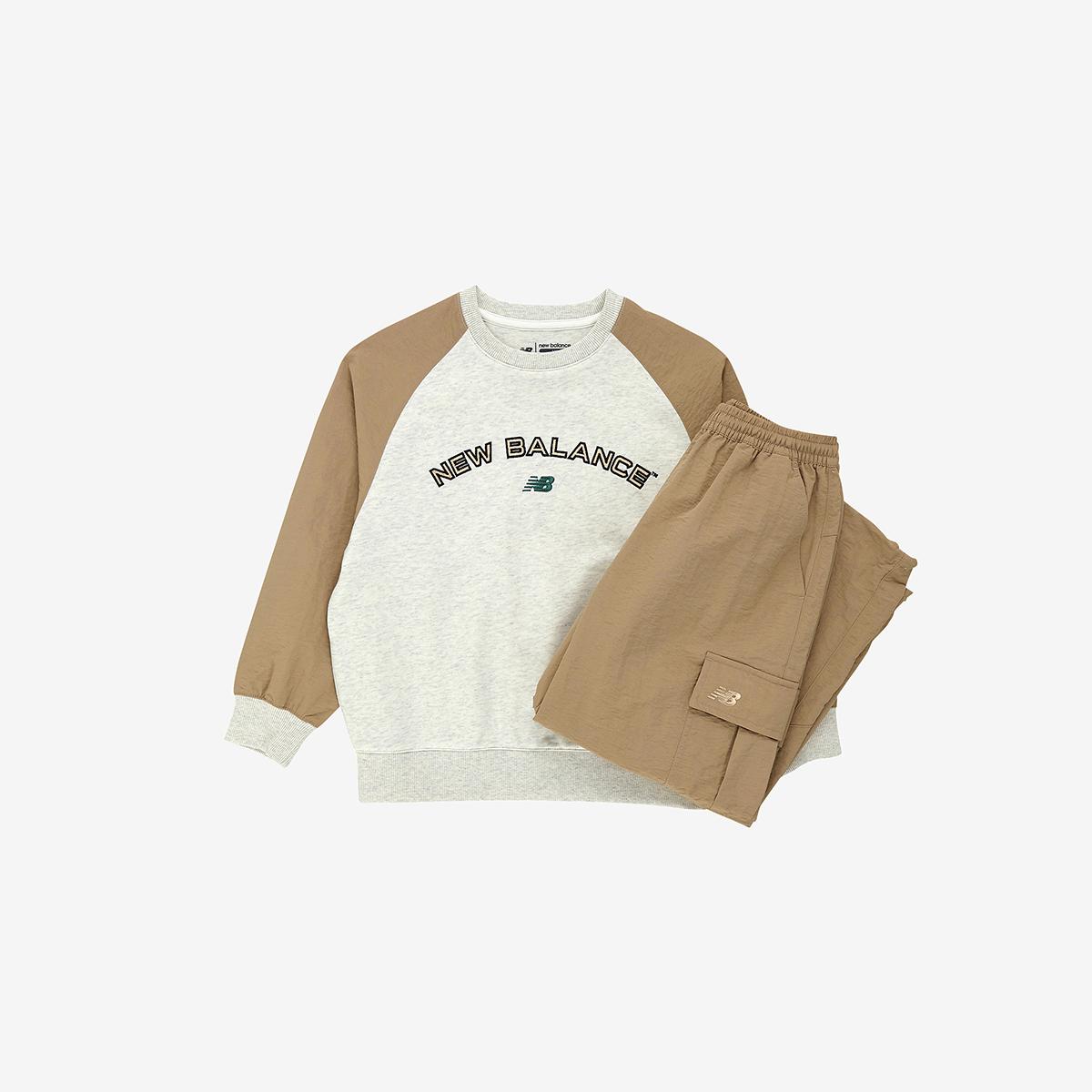 NBSC_우븐 매칭 맨투맨 + 우븐 팬츠 셋업