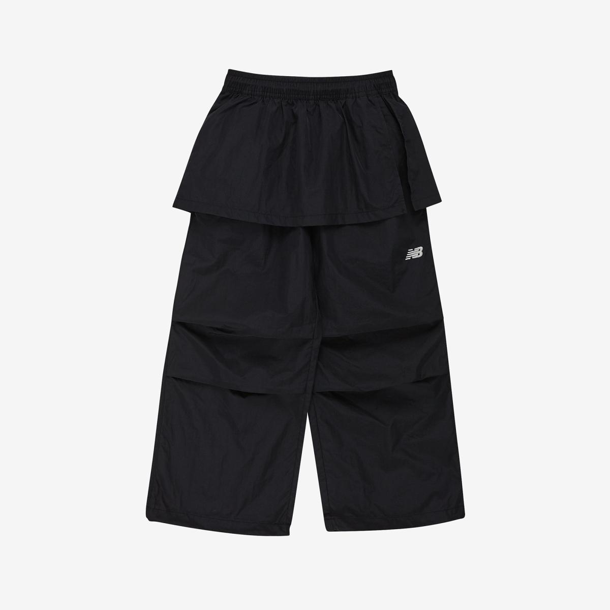 METALIC SUMMER_스커트 레이어드 우븐 파라슈트 팬츠