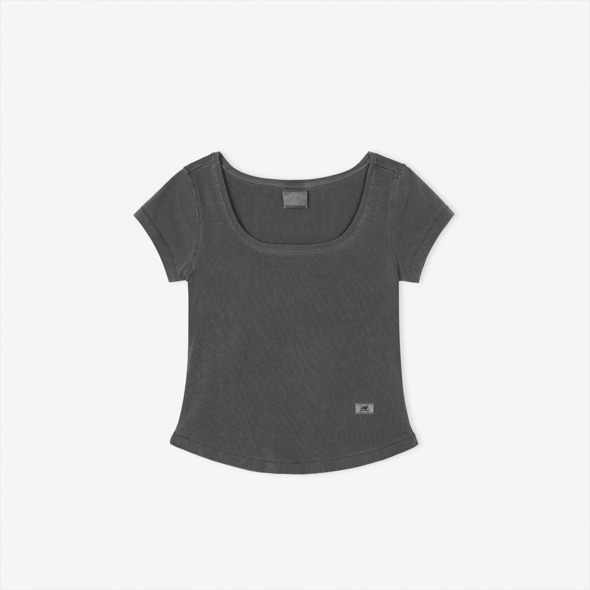 [무료반품] WOMEN 핏티드 스퀘어넥 캡 반팔티 (SLIM FIT)