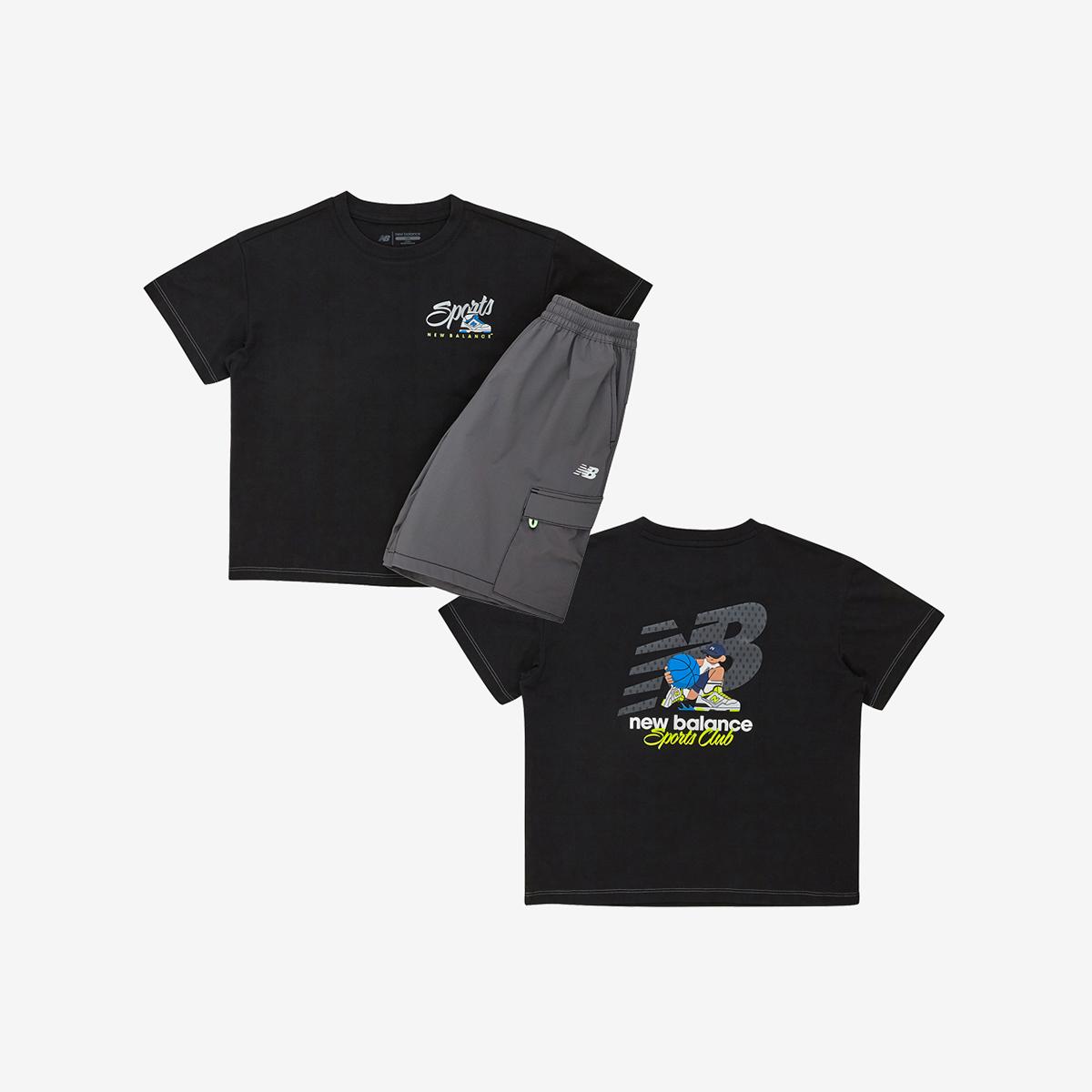 METALIC SUMMER_ 일러스트 반팔티 + 우븐 스트레치 셋업