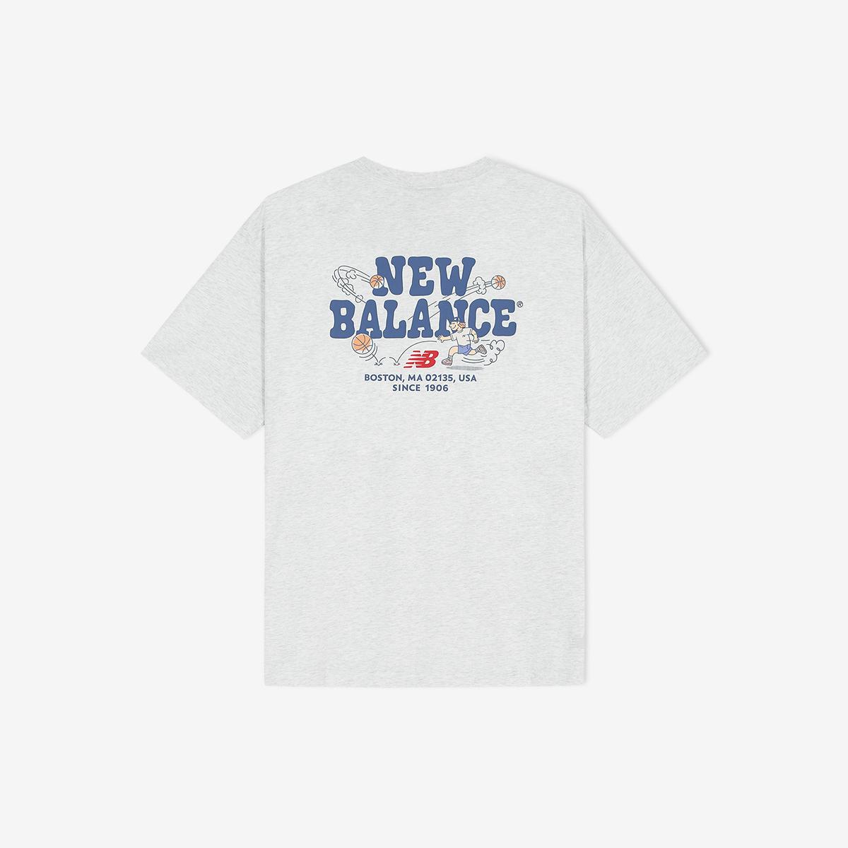 UNI NB BOY 바스켓볼 레터링 반팔티(SEMI OVER)