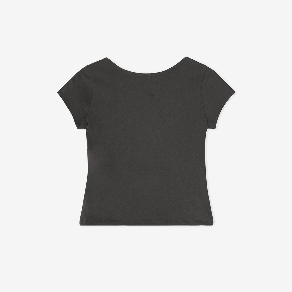 WOMEN 오픈 백 핏티드 반팔티 (SLIM FIT)