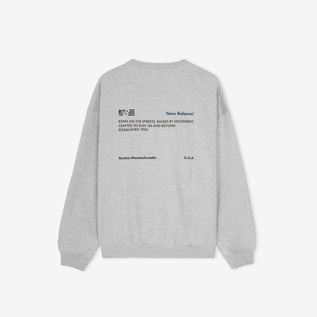 UNI NEW GREY 레터링 기모 맨투맨 (OVER FIT)